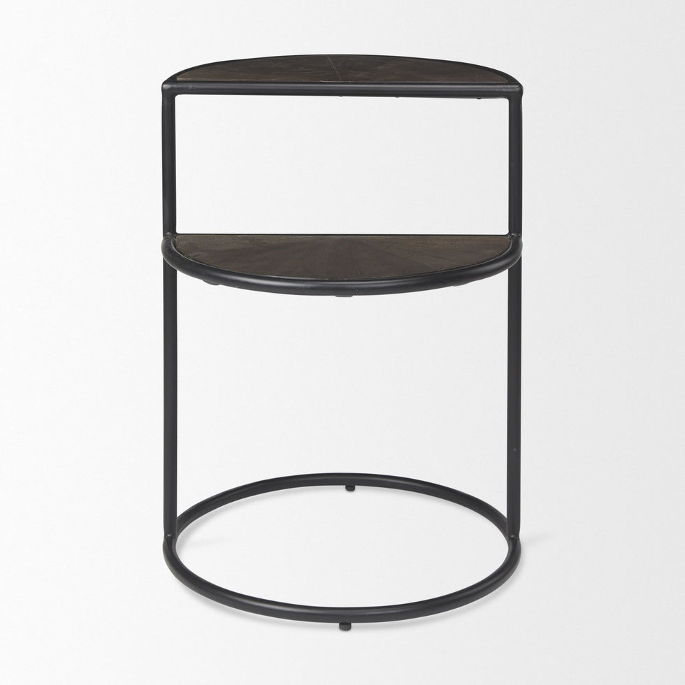 Mercana - Arlo Brown Wood with Black Metal End Table