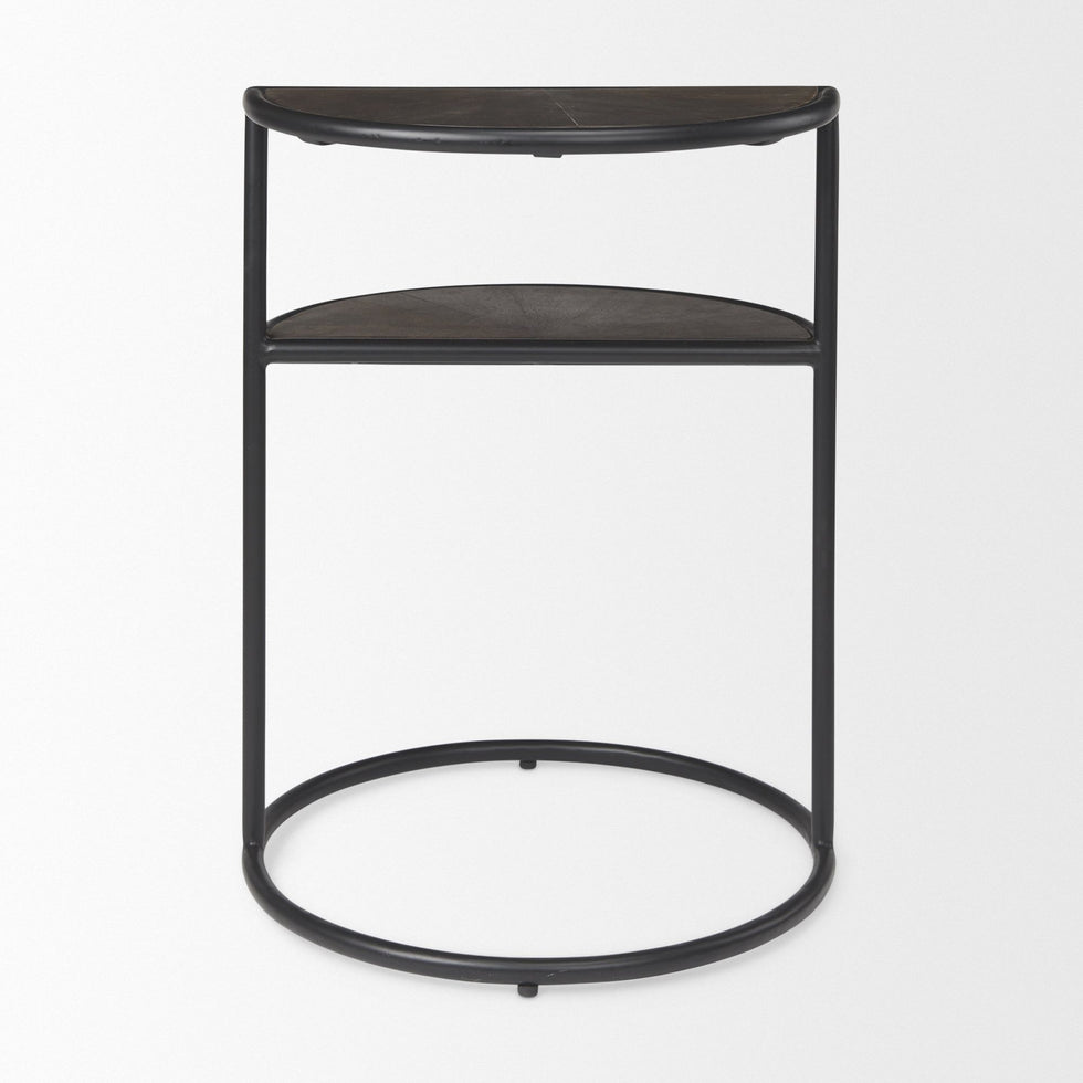Mercana - Arlo Brown Wood with Black Metal End Table