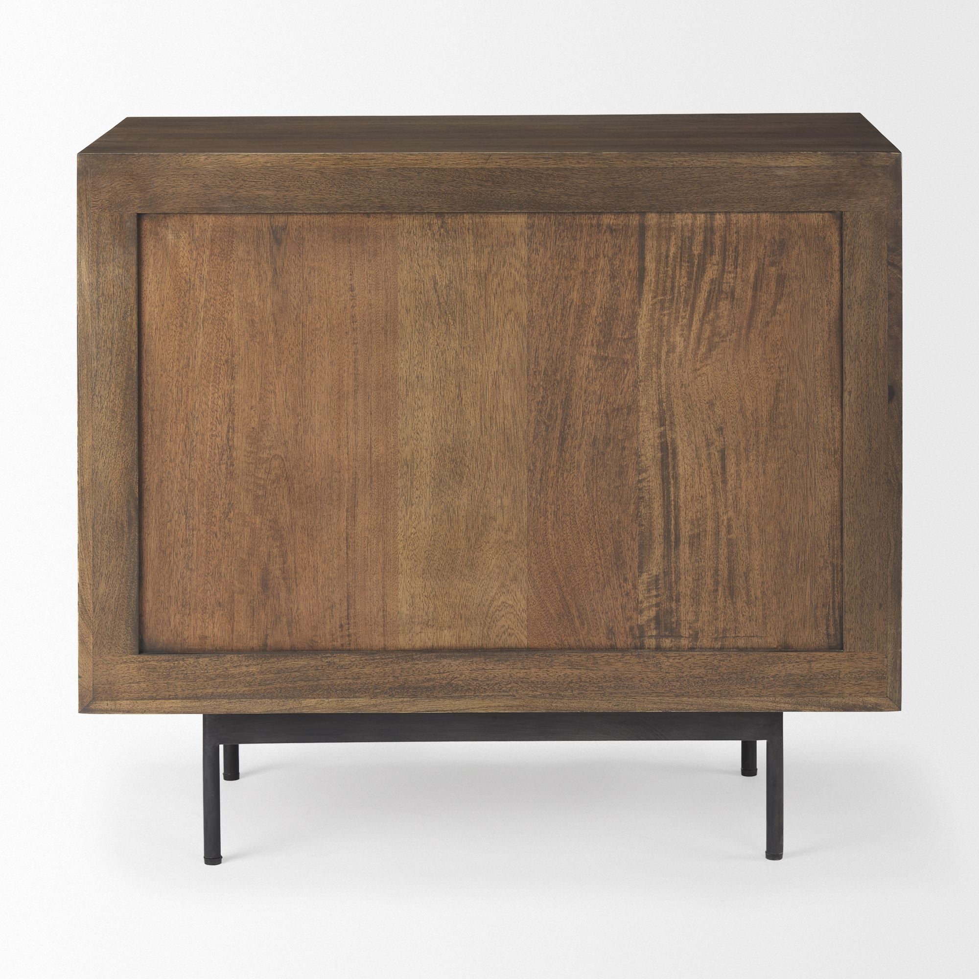 Mercana - Grace Medium Brown Wood with Black Metal Frame 3 Drawer Accent Cabinet