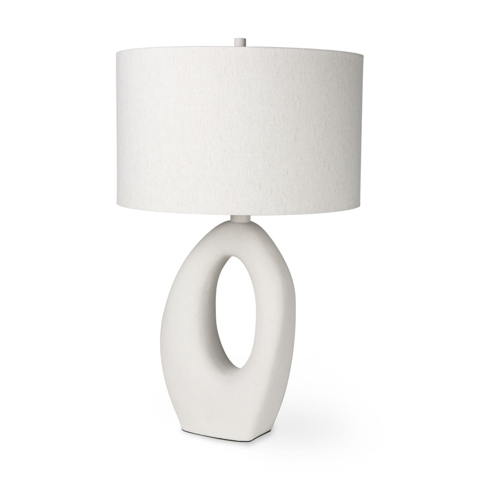 Mercana - Tao Cream Base with White Shade Table Lamp