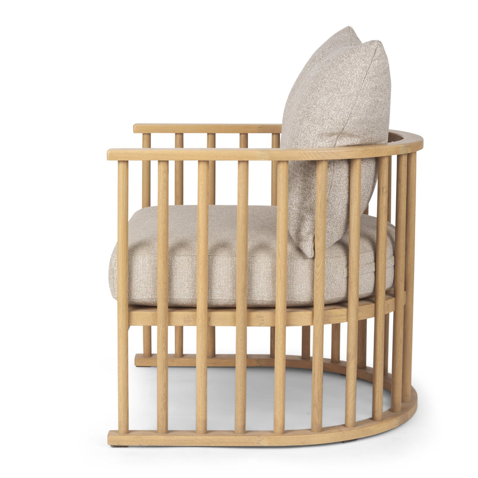 Mercana - Kopari Upholstered Accent Chair in Beige, Solid Wood