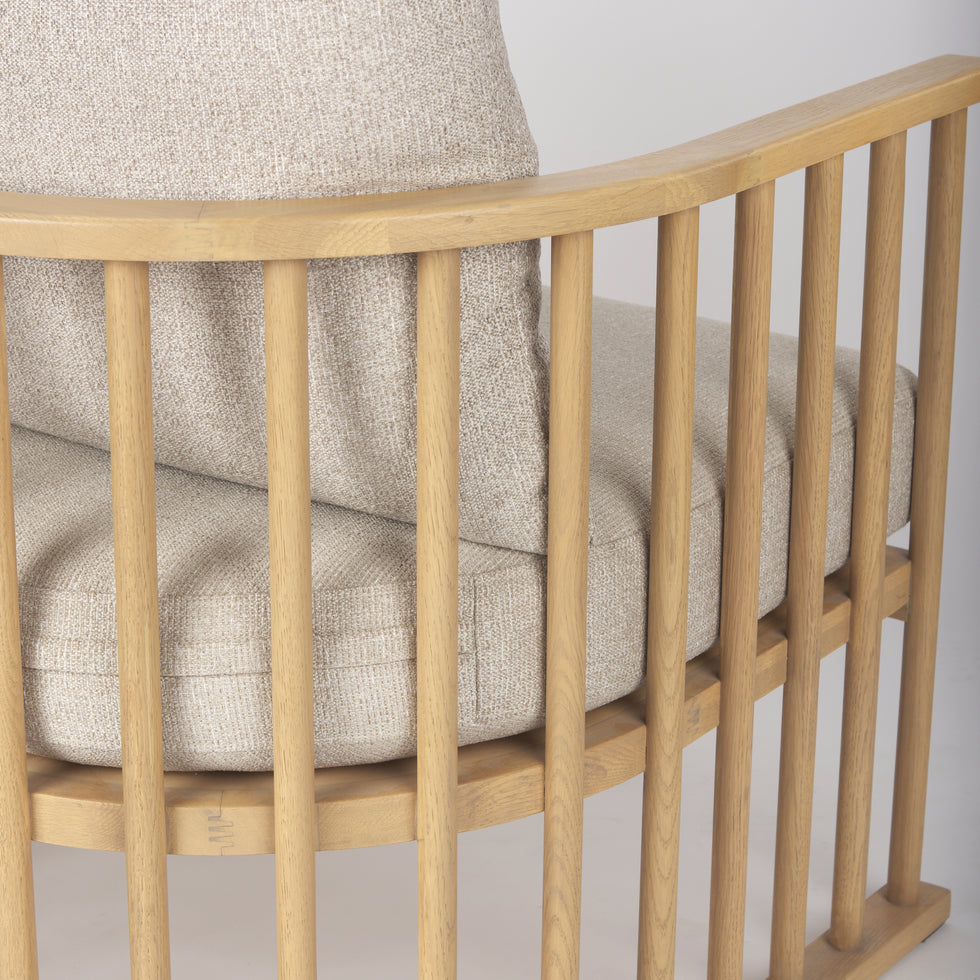 Mercana - Kopari Upholstered Accent Chair in Beige, Solid Wood