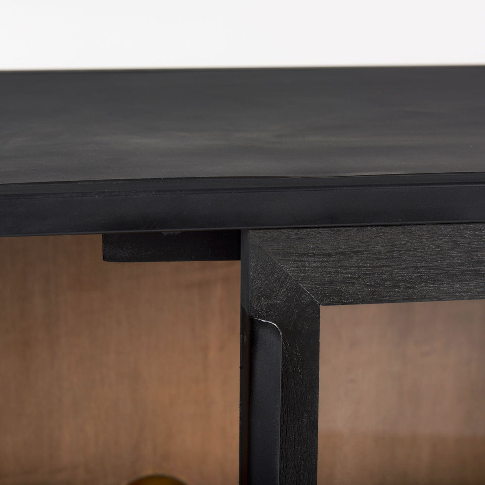 Mercana - Sloan Black Wood with Black Metal Frame Accent Cabinet