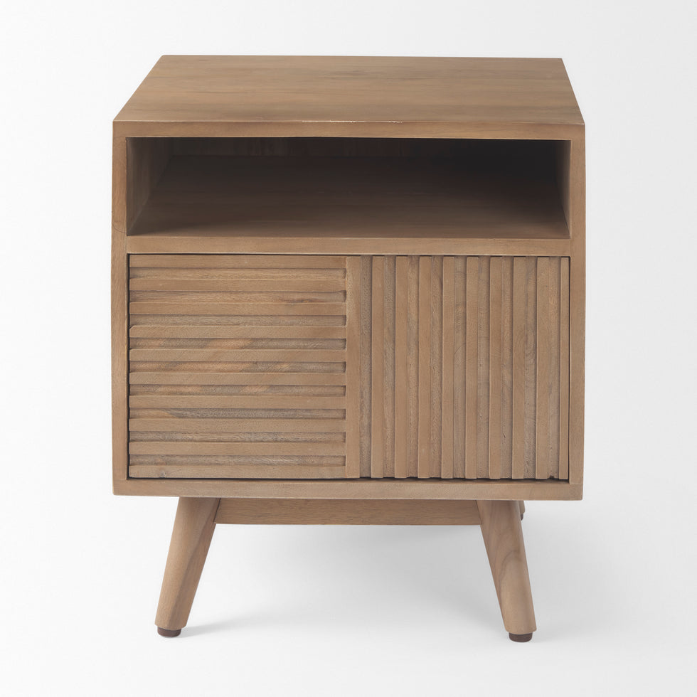 Mercana - Sable End Table in Brown, Solid Wood