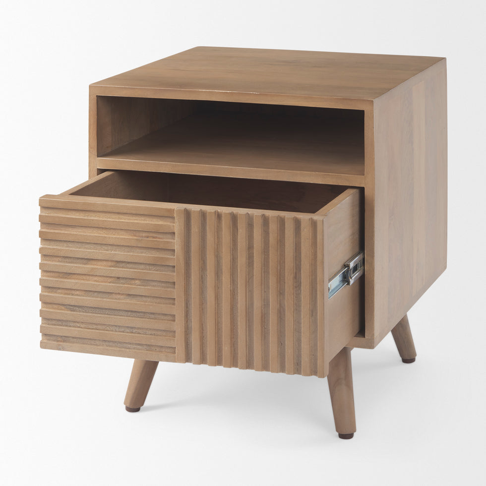 Mercana - Sable End Table in Brown, Solid Wood