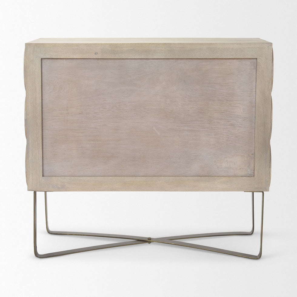Mercana - Excelsior Light Brown Wood with Gold Iron Base Accent Cabinet