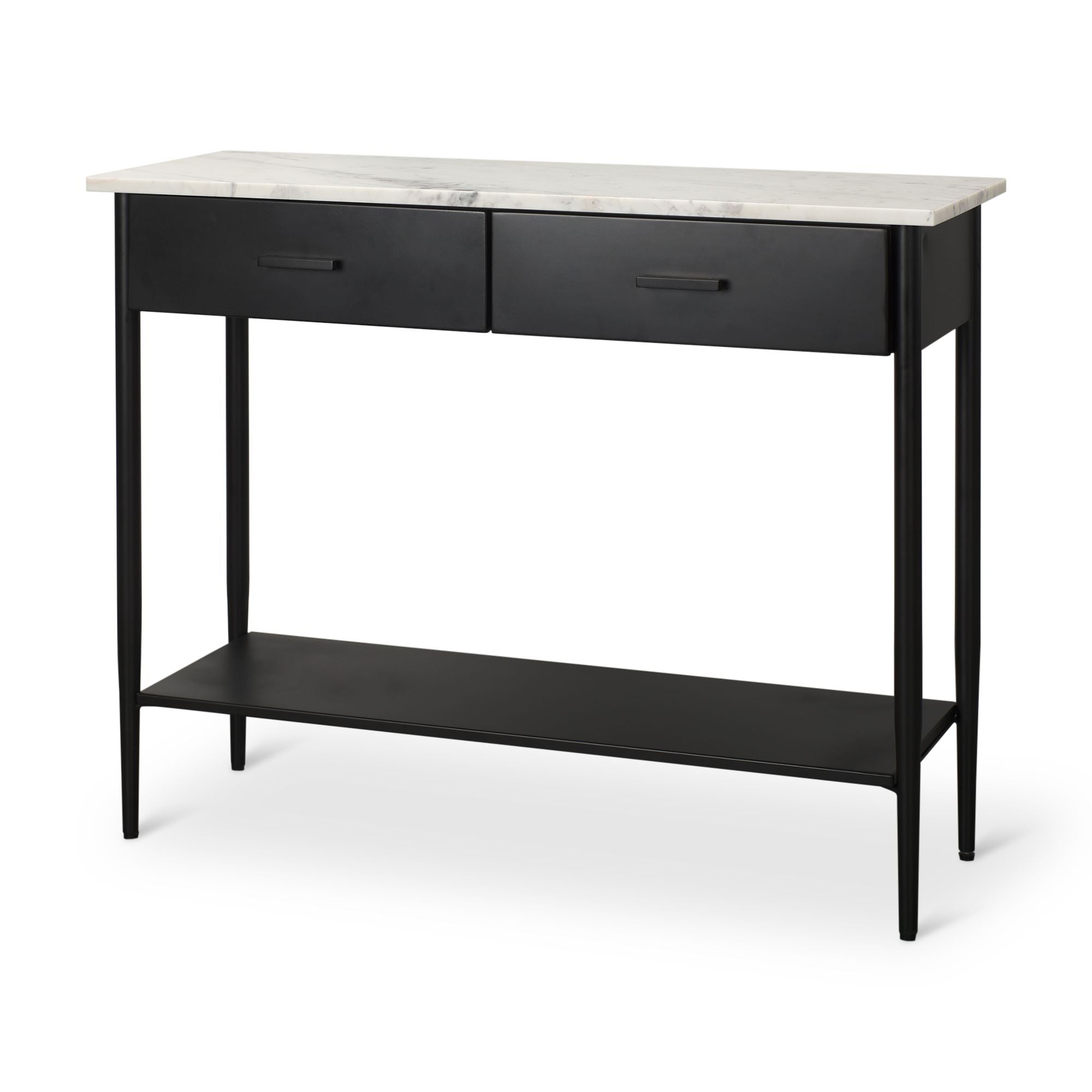 Mercana - Amika Console Table with White Marble Top/Black Metal Base