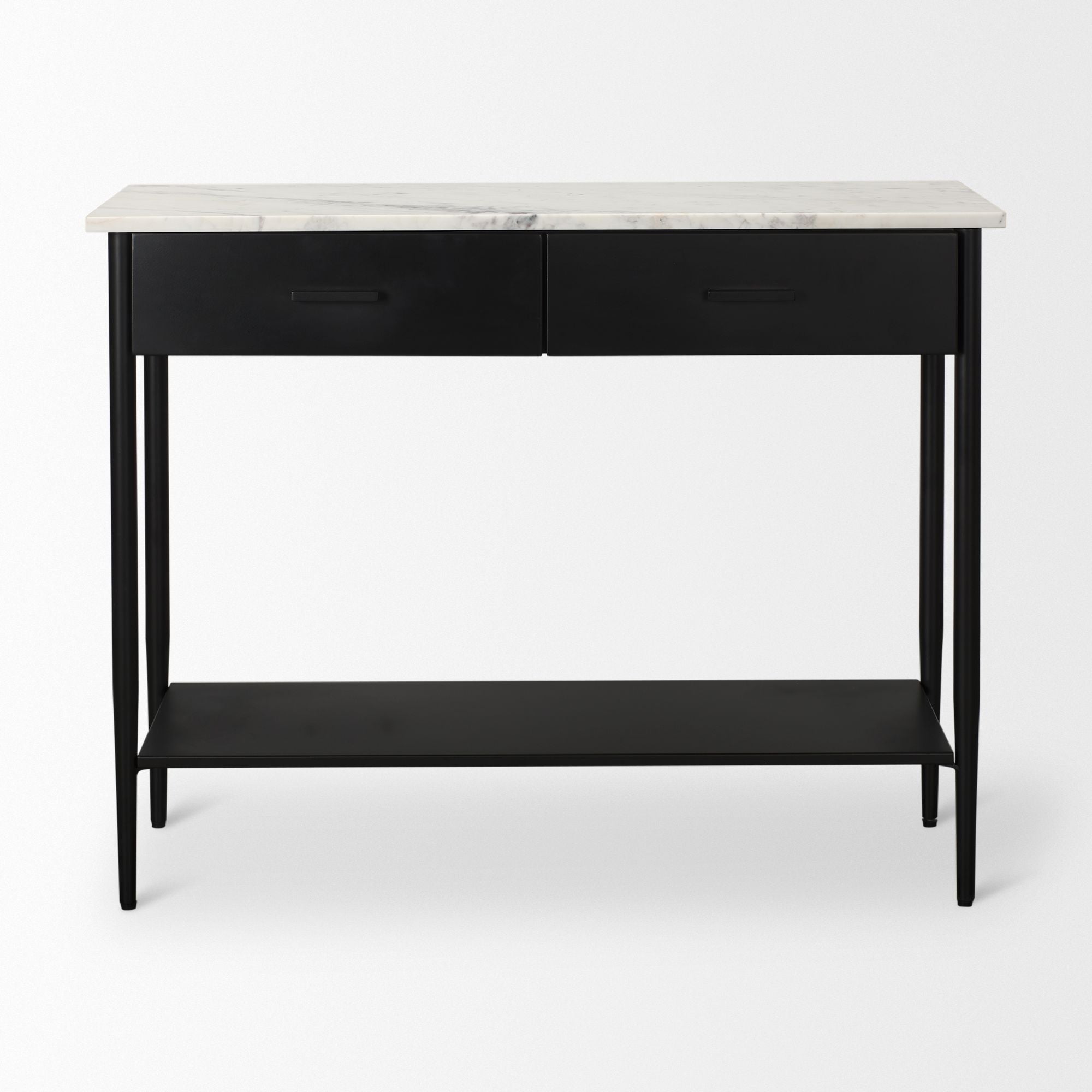 Mercana - Amika Console Table with White Marble Top/Black Metal Base