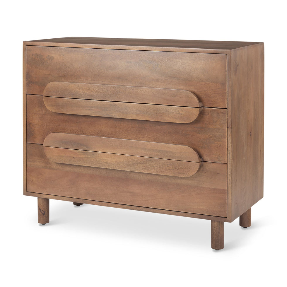 Mercana - Astrid Medium Brown Solid Wood 3 Drawer Cabinet