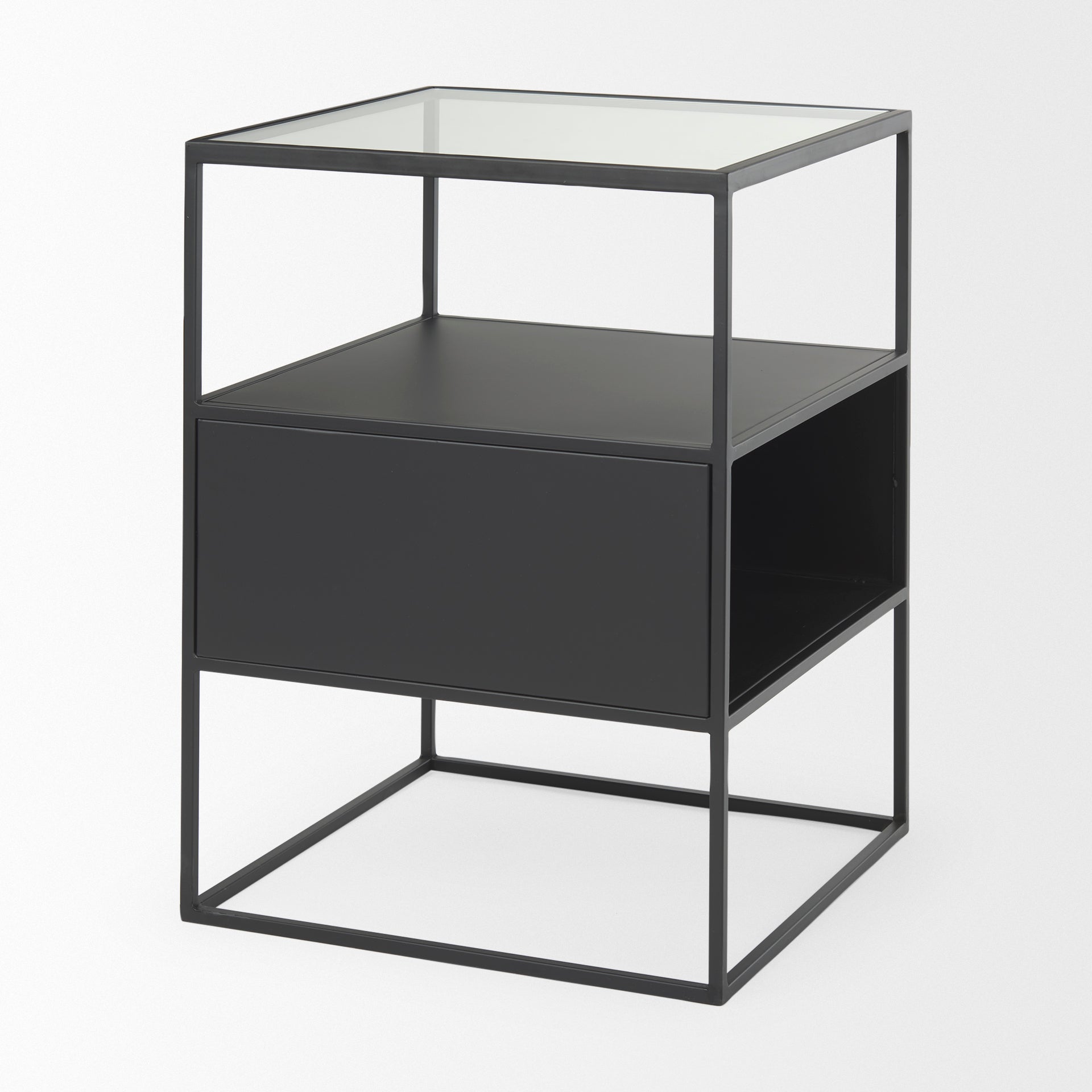 Mercana - Samson End Table in Black, Glass