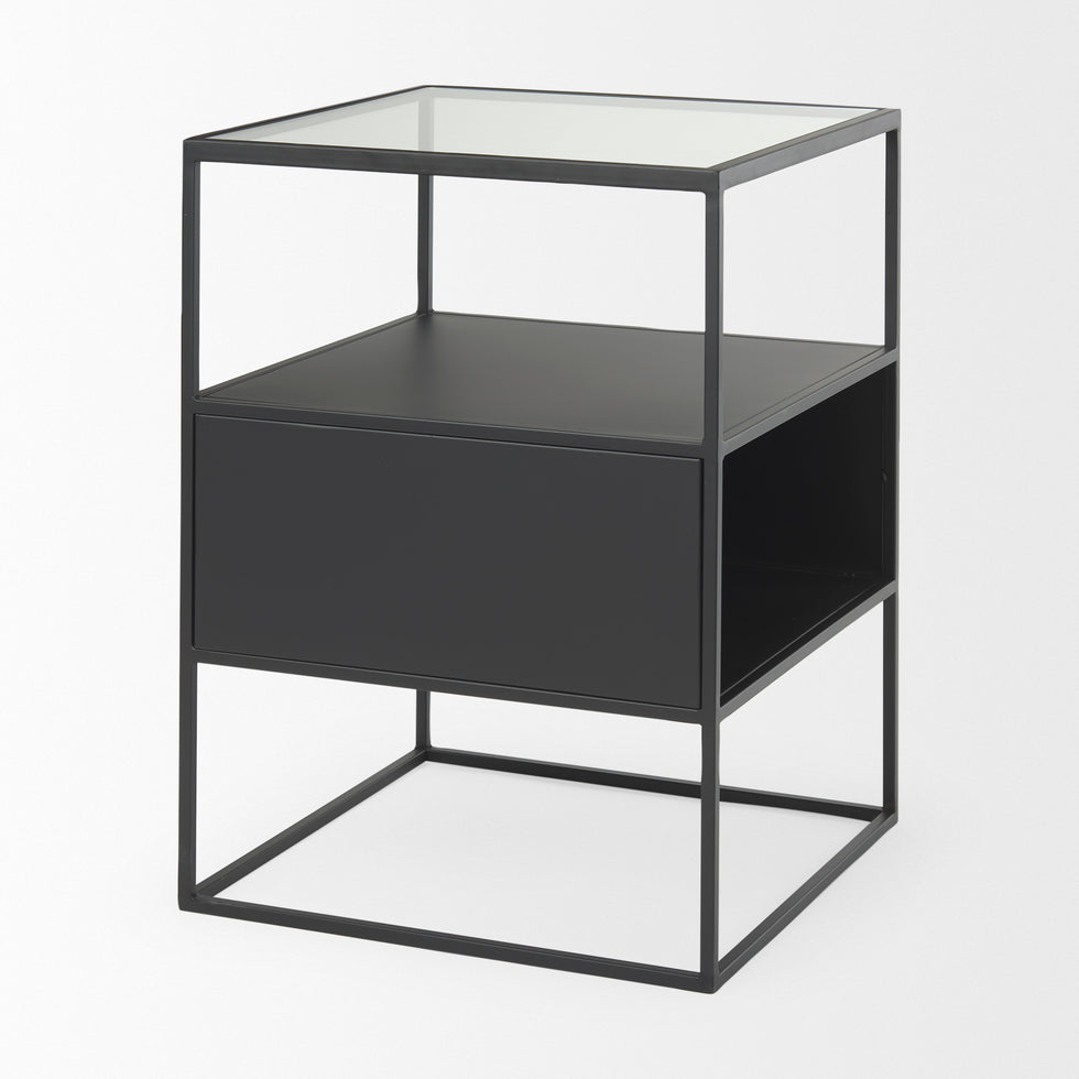 Mercana - Samson End Table in Black, Glass