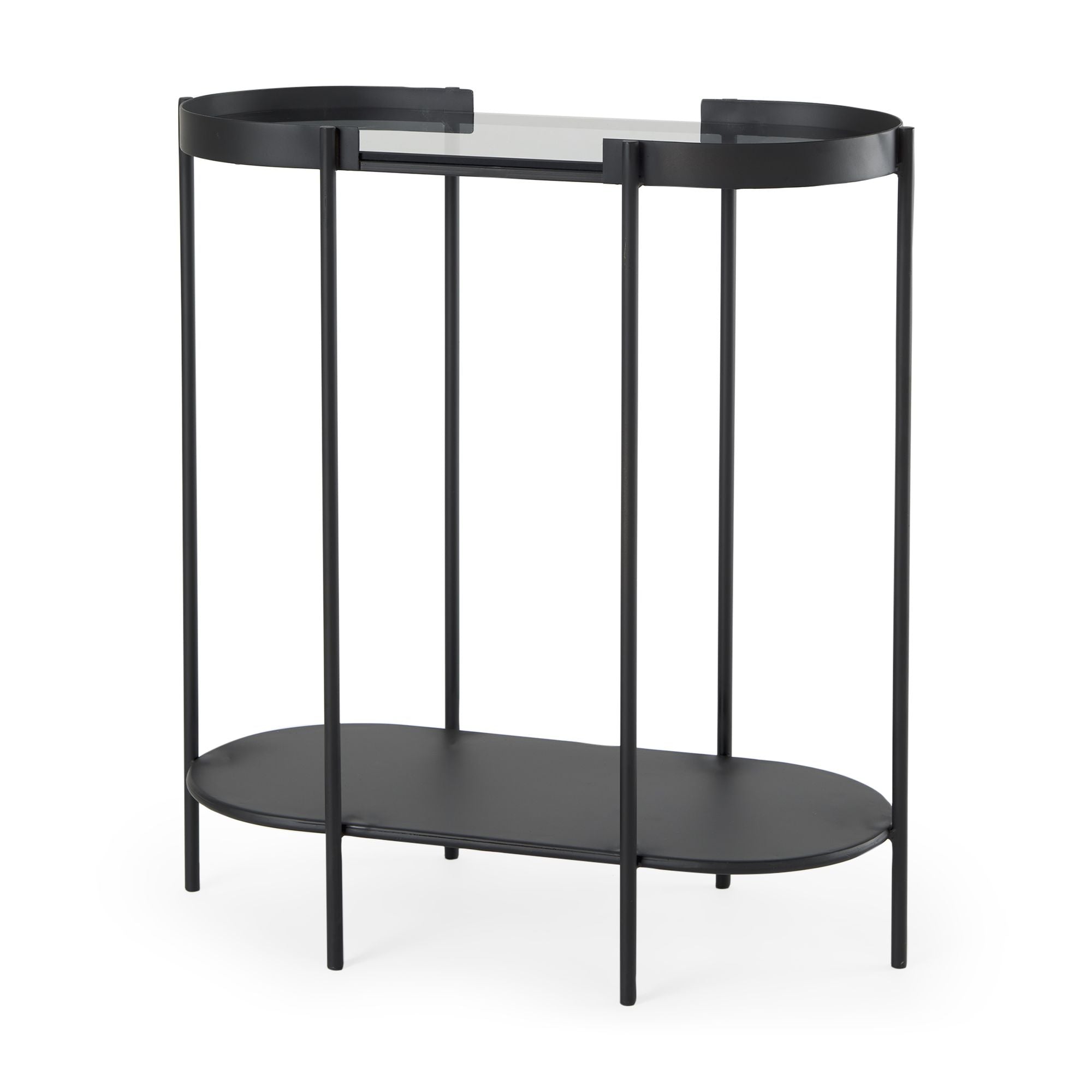Mercana - Booker Black Metal with Tinted Glass Top Accent Table