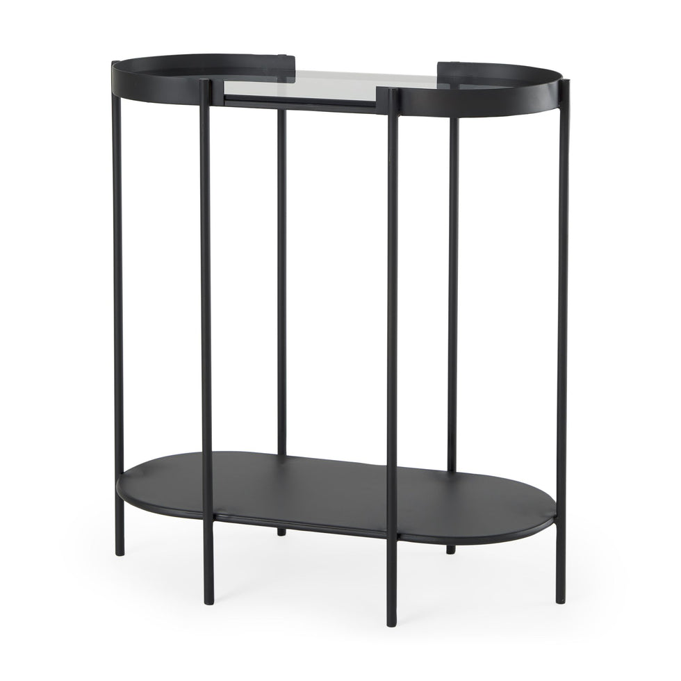 Mercana - Booker Black Metal with Tinted Glass Top Accent Table