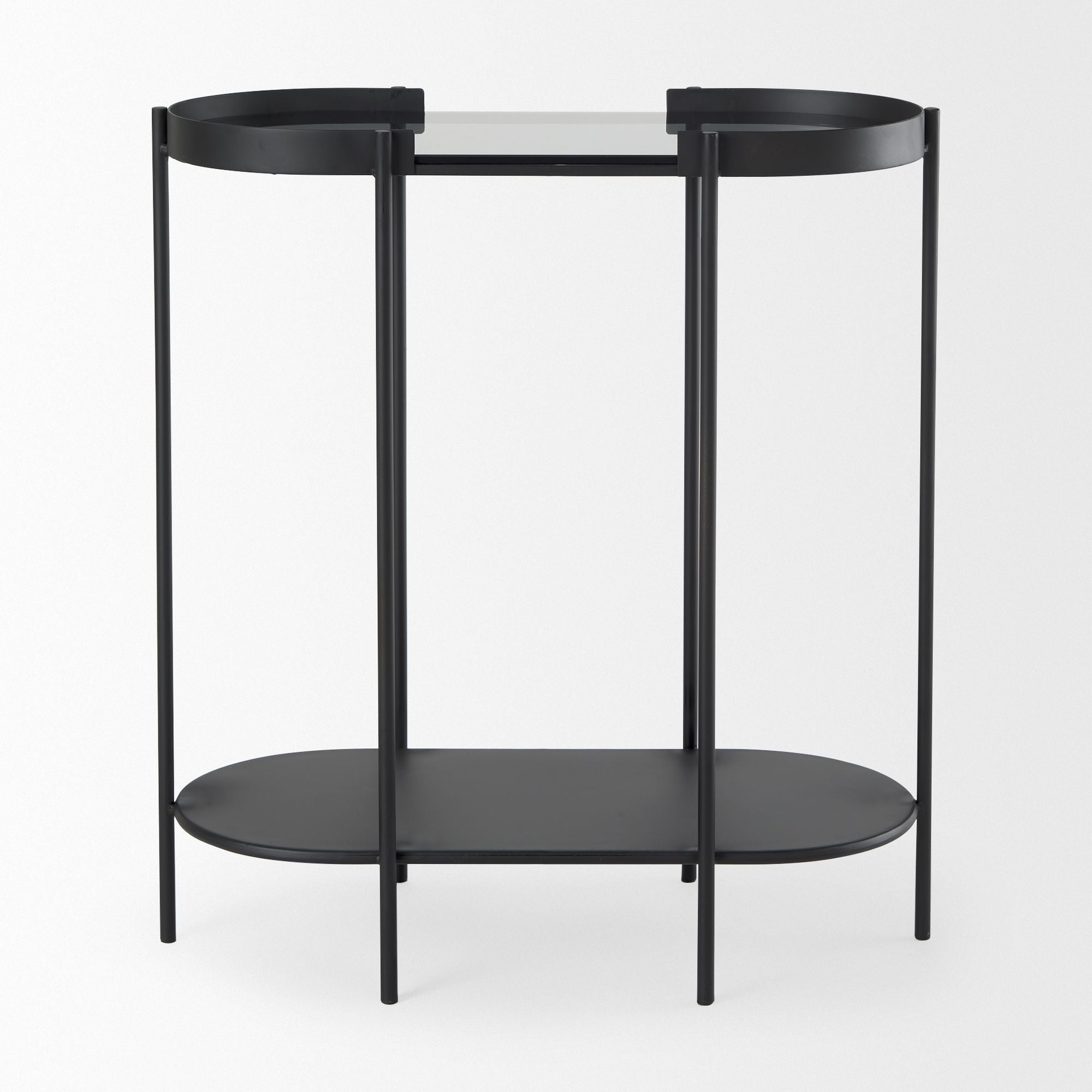 Mercana - Booker Black Metal with Tinted Glass Top Accent Table