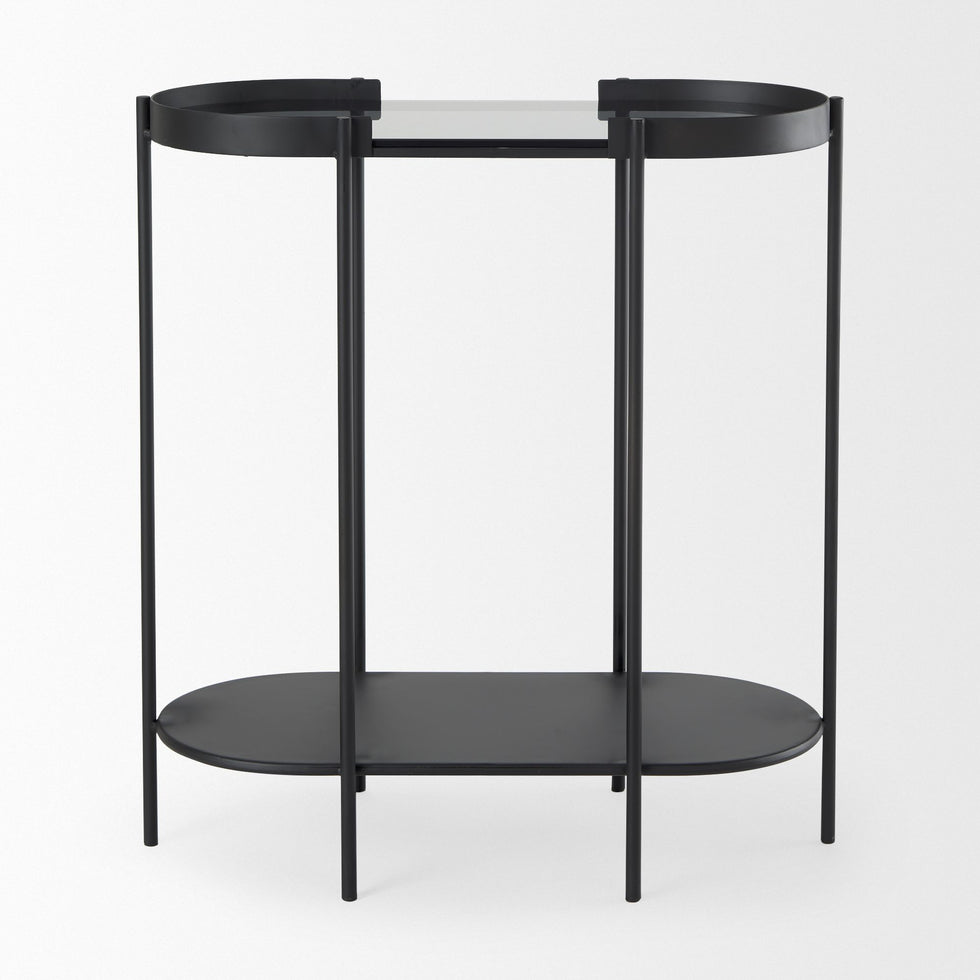Mercana - Booker Black Metal with Tinted Glass Top Accent Table