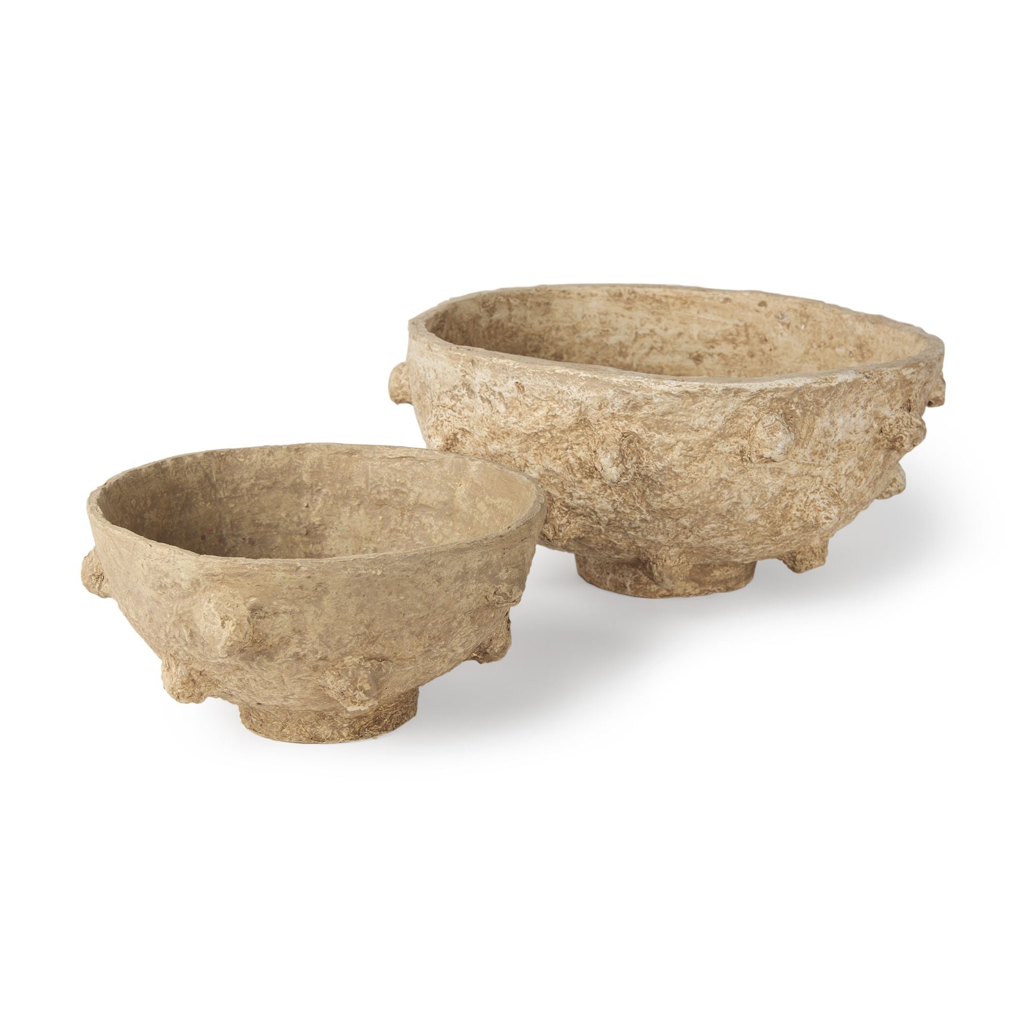 Mercana - Sonam Beige Paper Mache Spiked Bowls (Set of 2)