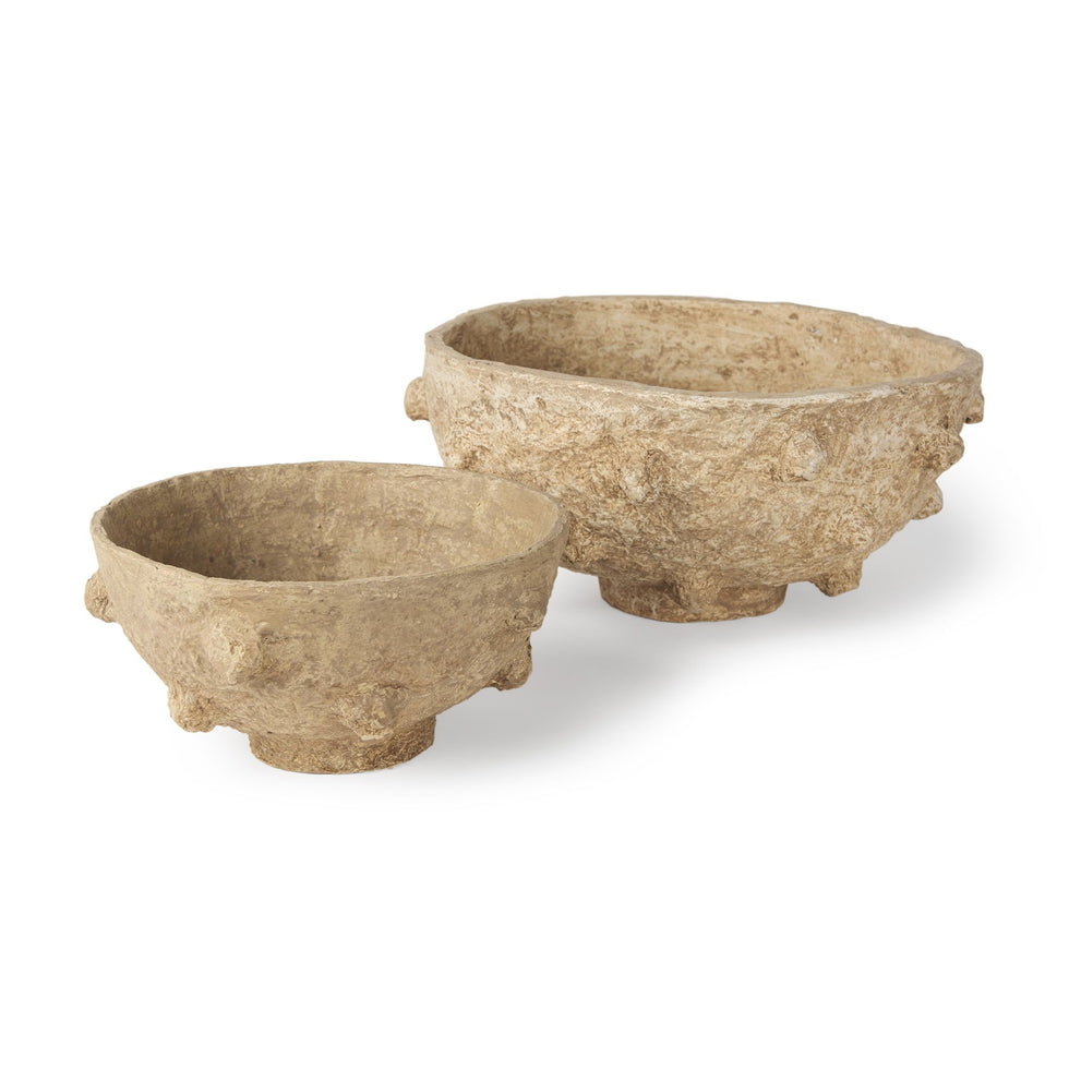 Mercana - Sonam Beige Paper Mache Spiked Bowls (Set of 2)