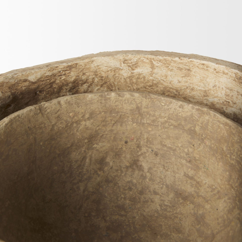 Mercana - Sonam Beige Paper Mache Spiked Bowls (Set of 2)