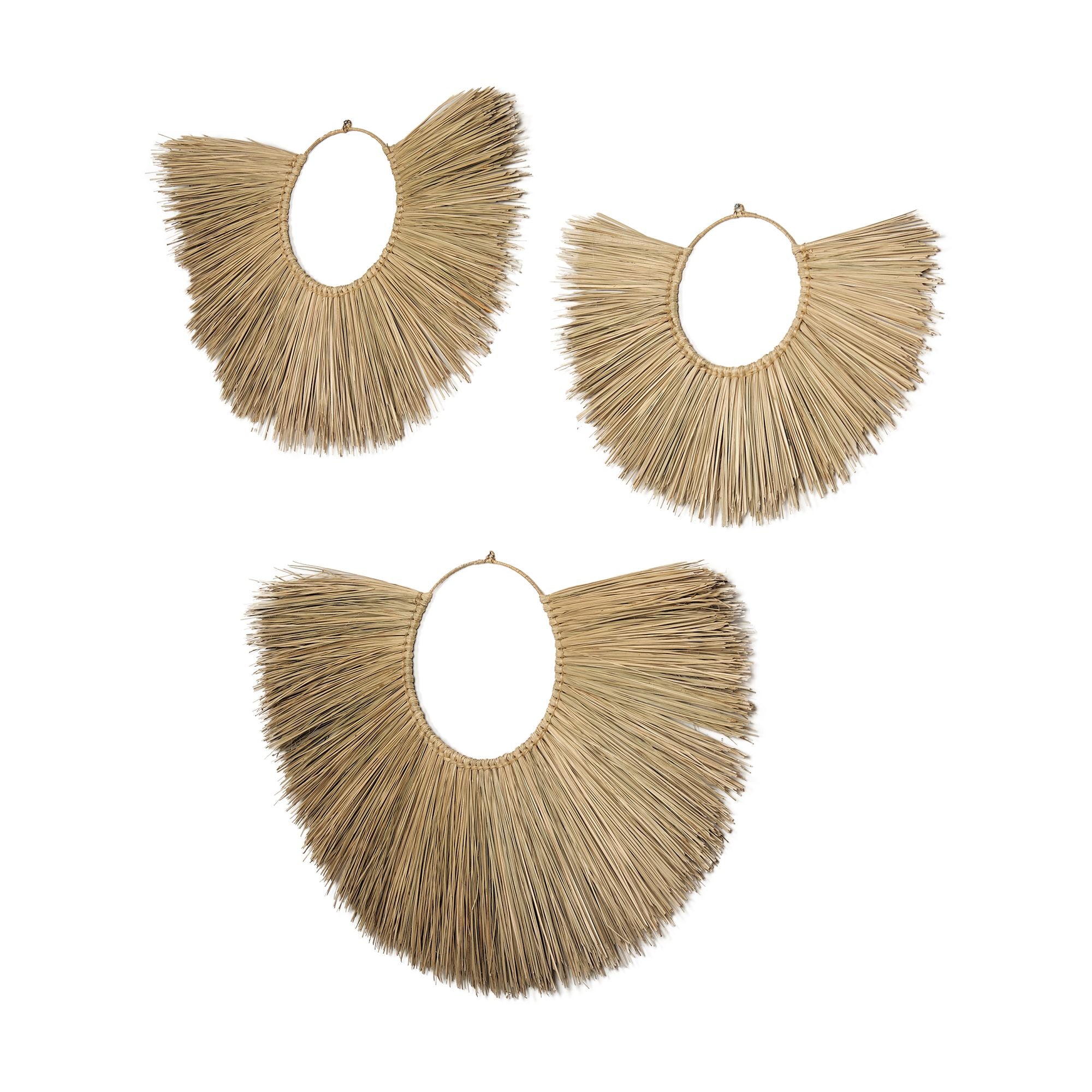 Mercana - Bayu Seagrass Boho Weave Fan Wall Decor (Set of 3)