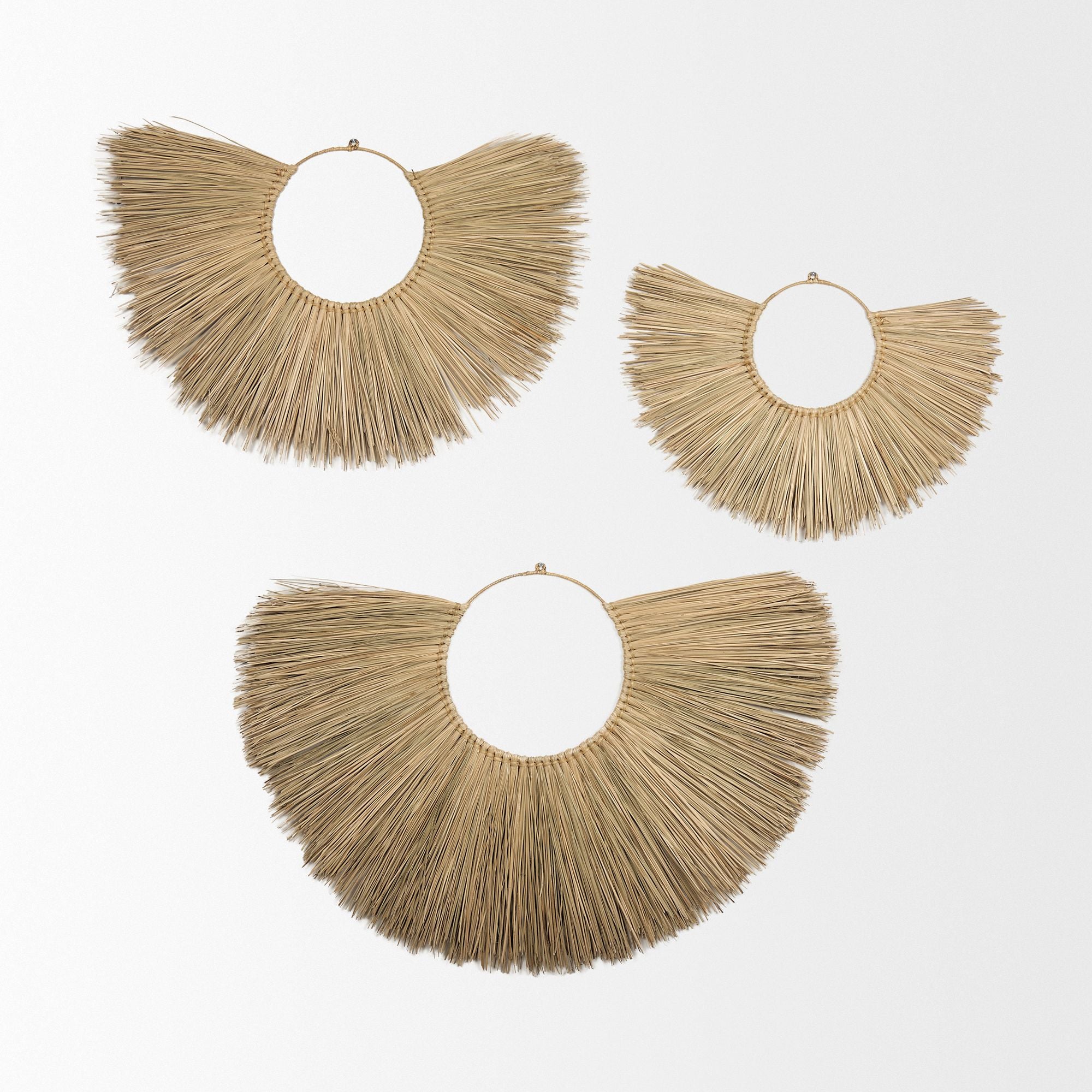 Mercana - Bayu Seagrass Boho Weave Fan Wall Decor (Set of 3)