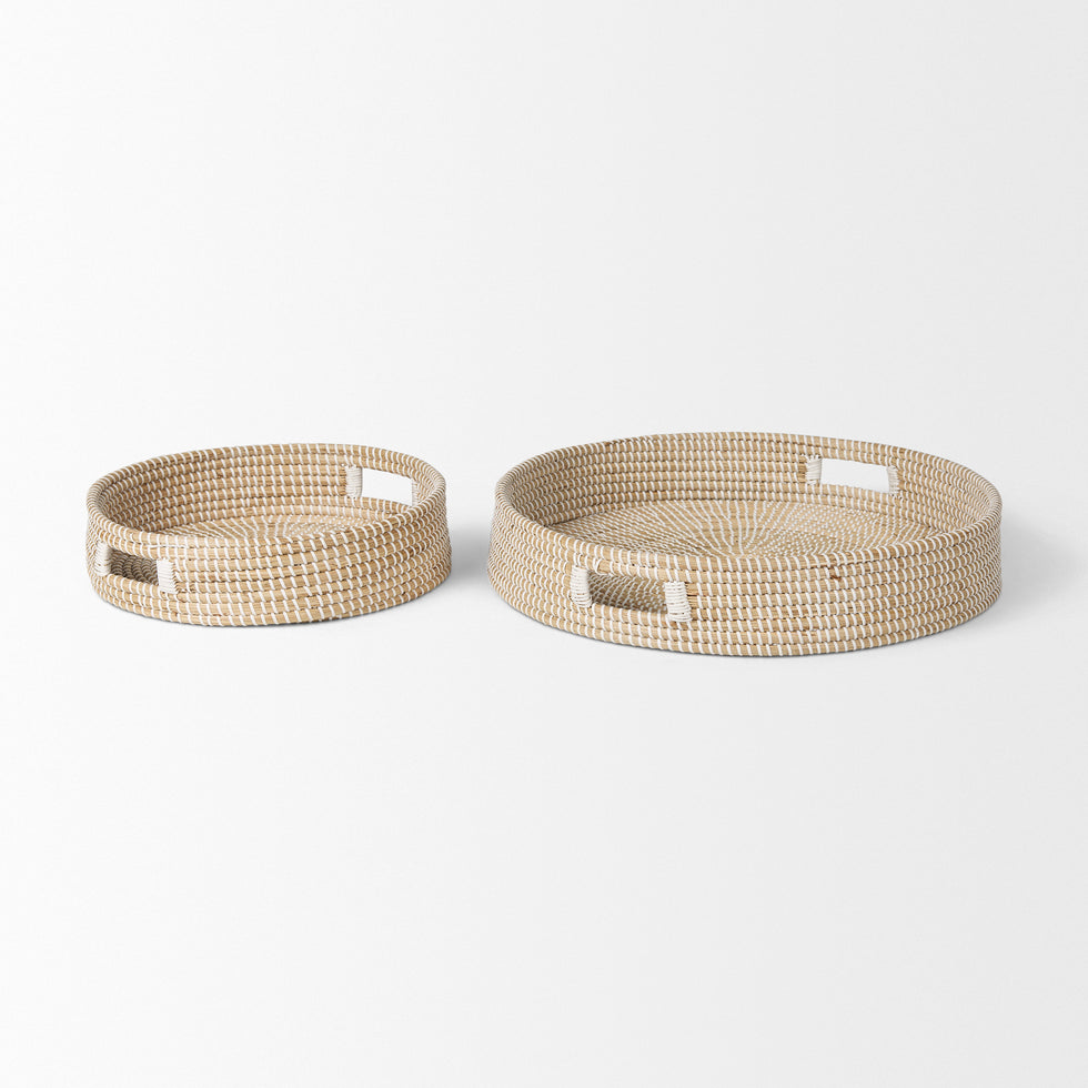 Mercana - Kalama Trays in Brown/White, Seagrass