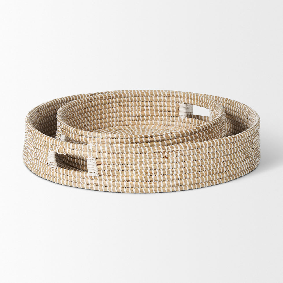 Mercana - Kalama Trays in Brown/White, Seagrass