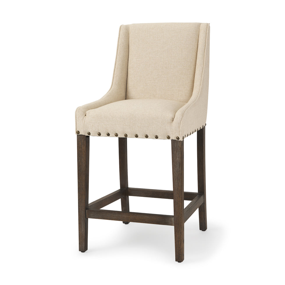 Mercana - Kensington Upholstered Seat Bar/Counter Stool in Cream, Wood