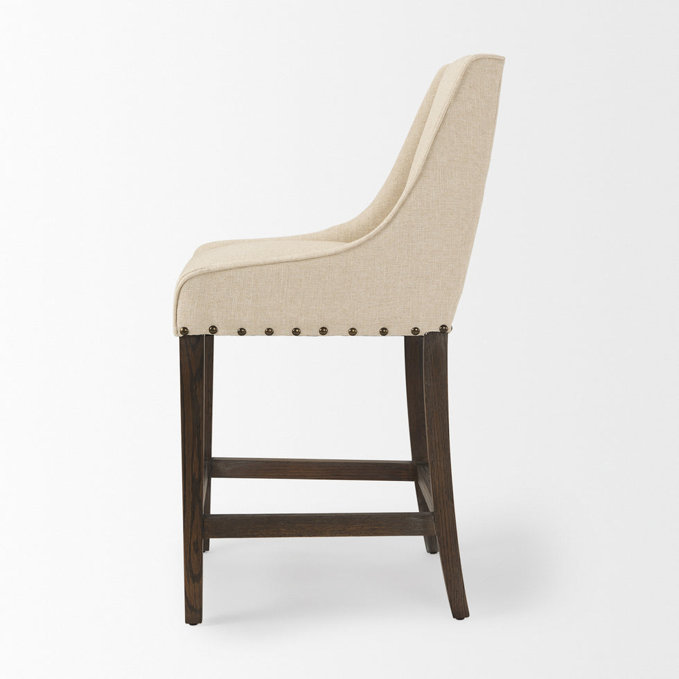 Mercana - Kensington Upholstered Seat Bar/Counter Stool in Cream, Wood