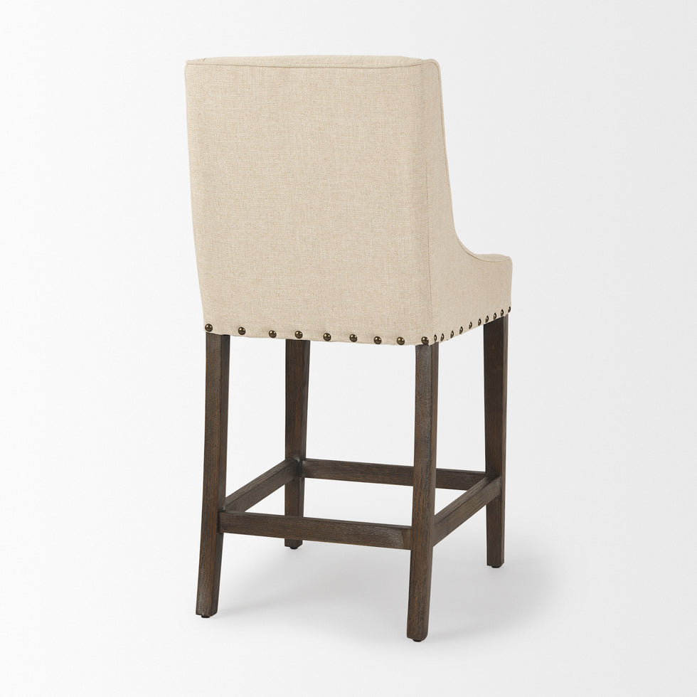Mercana - Kensington Upholstered Seat Bar/Counter Stool in Cream, Wood