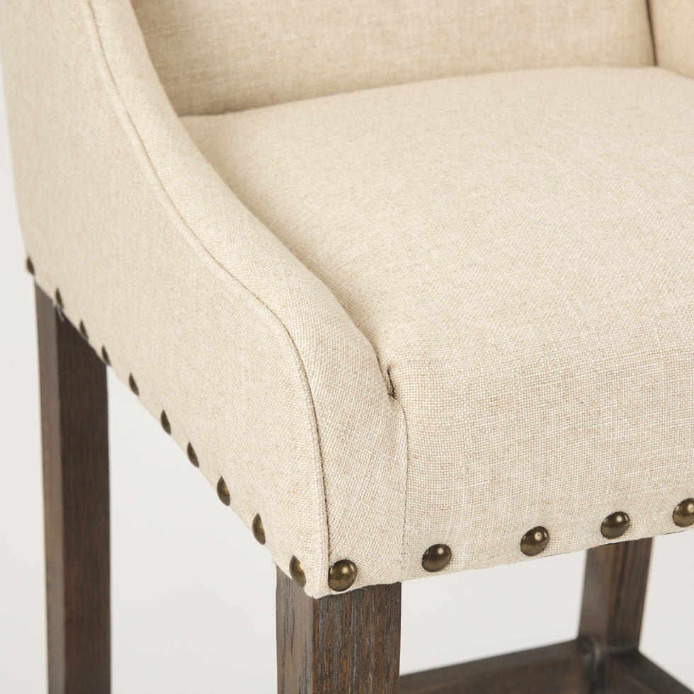 Mercana - Kensington Upholstered Seat Bar/Counter Stool in Cream, Wood