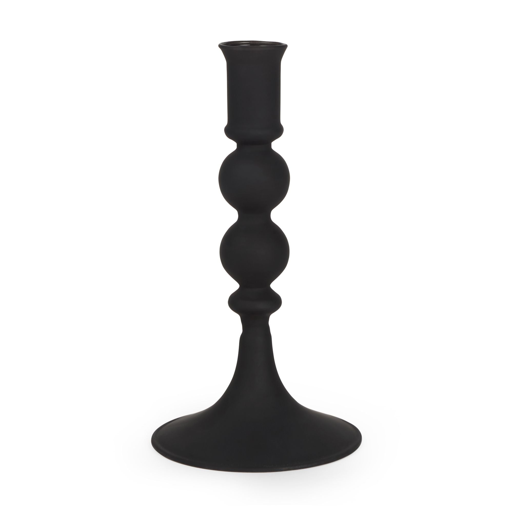 Mercana - Haute Matte Black Blown Glass Candlestick
