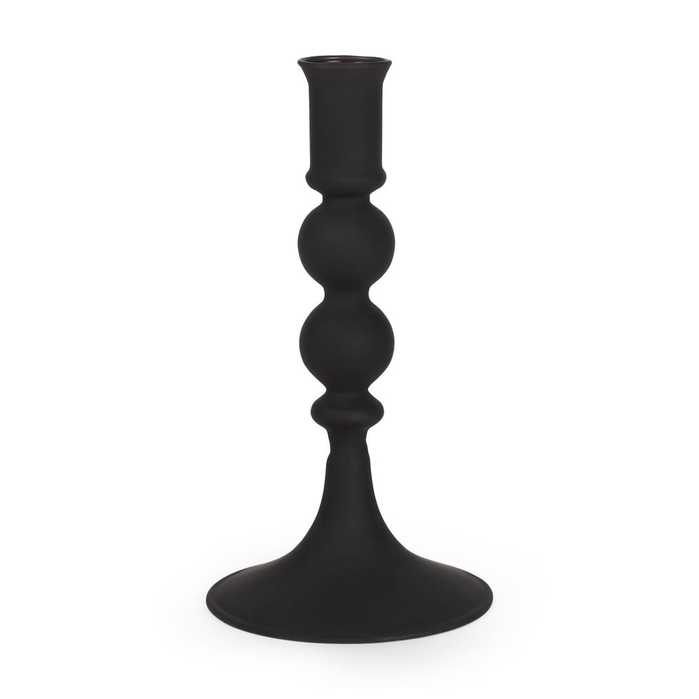Mercana - Haute Matte Black Blown Glass Candlestick