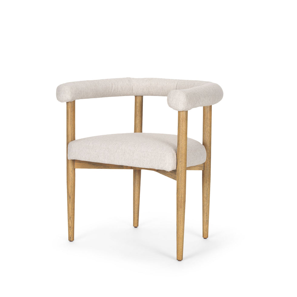 Mercana - Arden Dining Chair with Brown Wood and Cream Twill Fabric