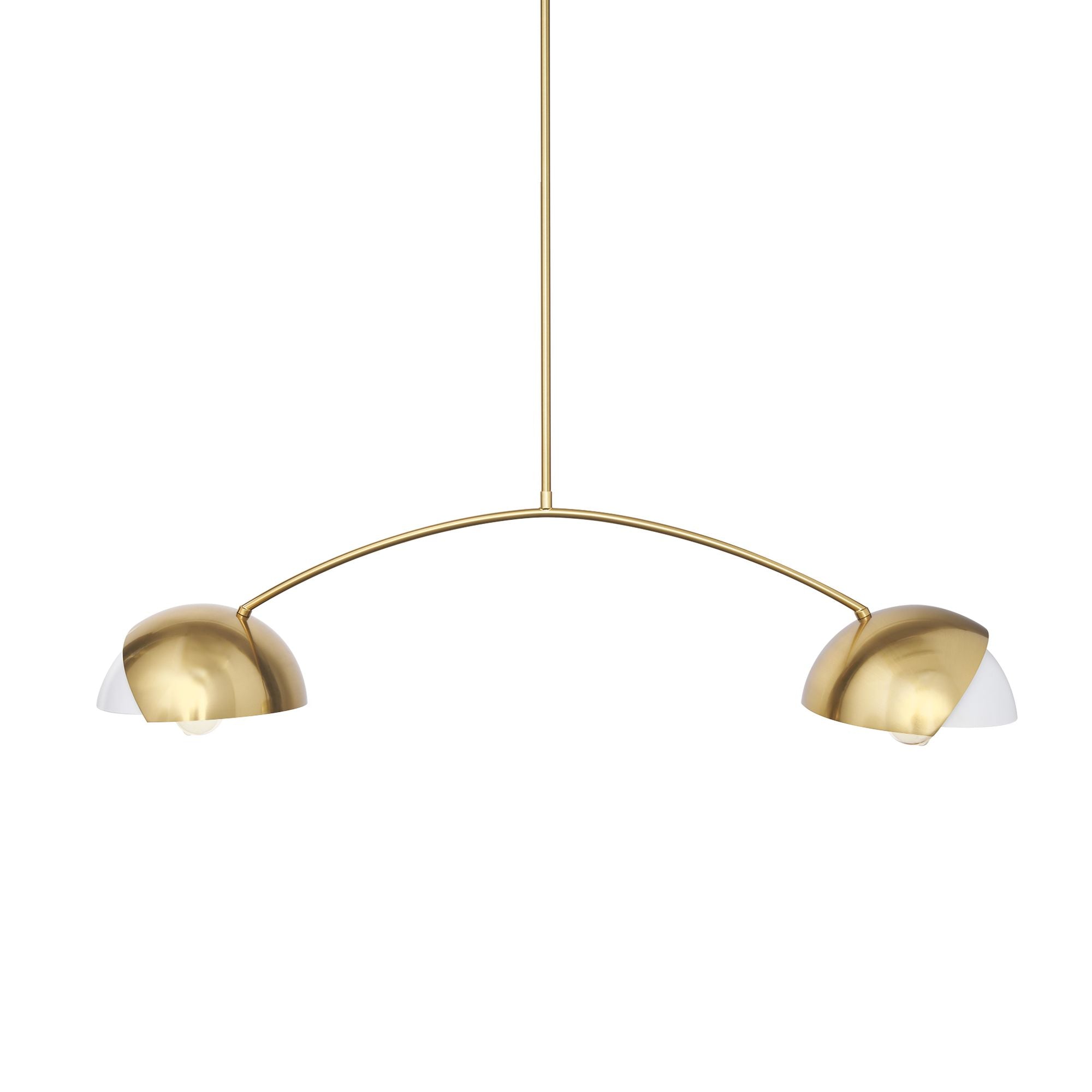 Mercana - Cybill Brushed Brass with White Metal Shades 2-Light Chandelier