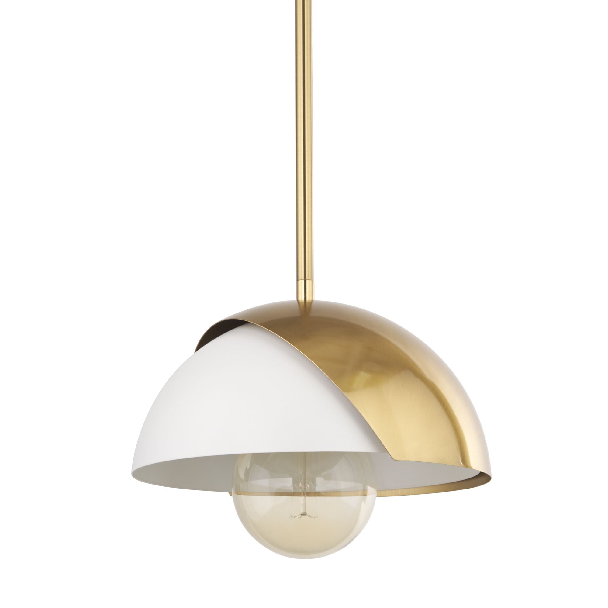 Mercana - Cybill Brushed Brass with White Metal Shade 1-Light Wall Pendant