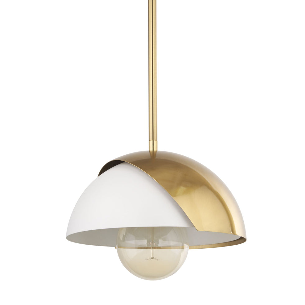 Mercana - Cybill Brushed Brass with White Metal Shade 1-Light Wall Pendant