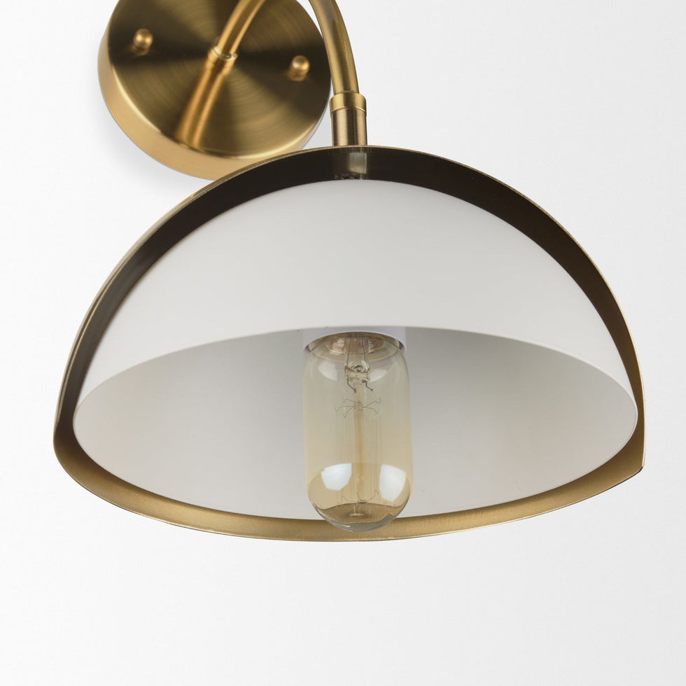 Mercana - Cybill Brushed Brass with White Metal Shade 1-Light Wall Sconce