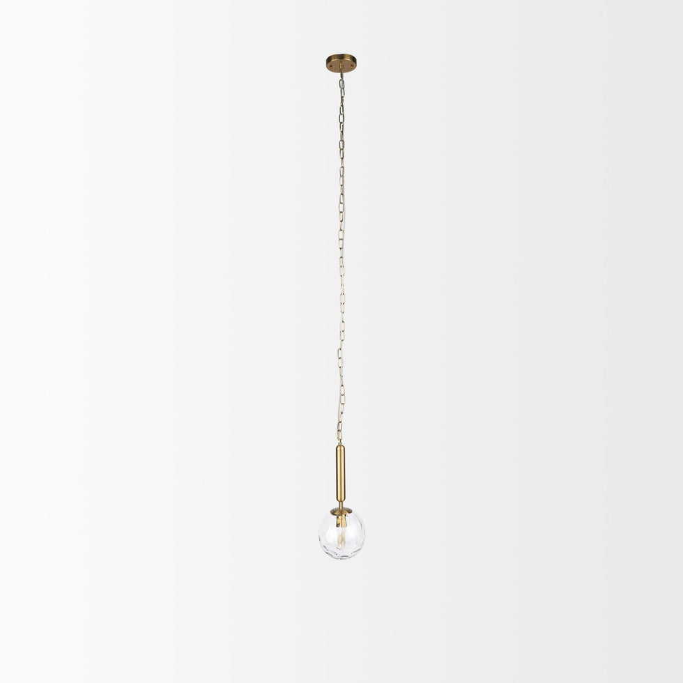 Mercana - Britton Gold Metal with Clear Glass Globe 1-Light Pendant Light