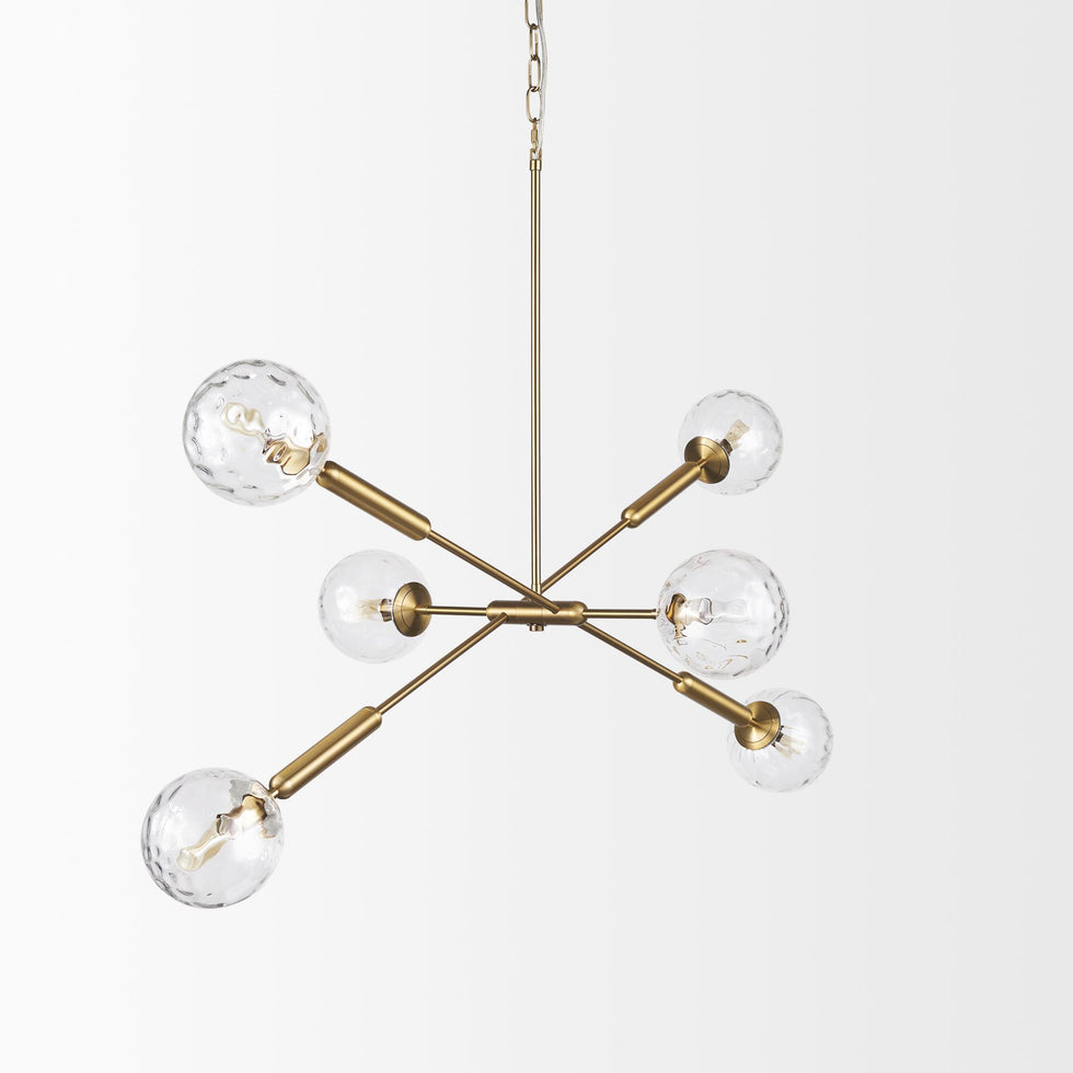 Mercana - Britton Gold Metal with Clear Glass Globes 6-Light Chandelier