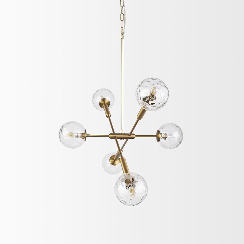 Mercana - Britton Gold Metal with Clear Glass Globes 6-Light Chandelier