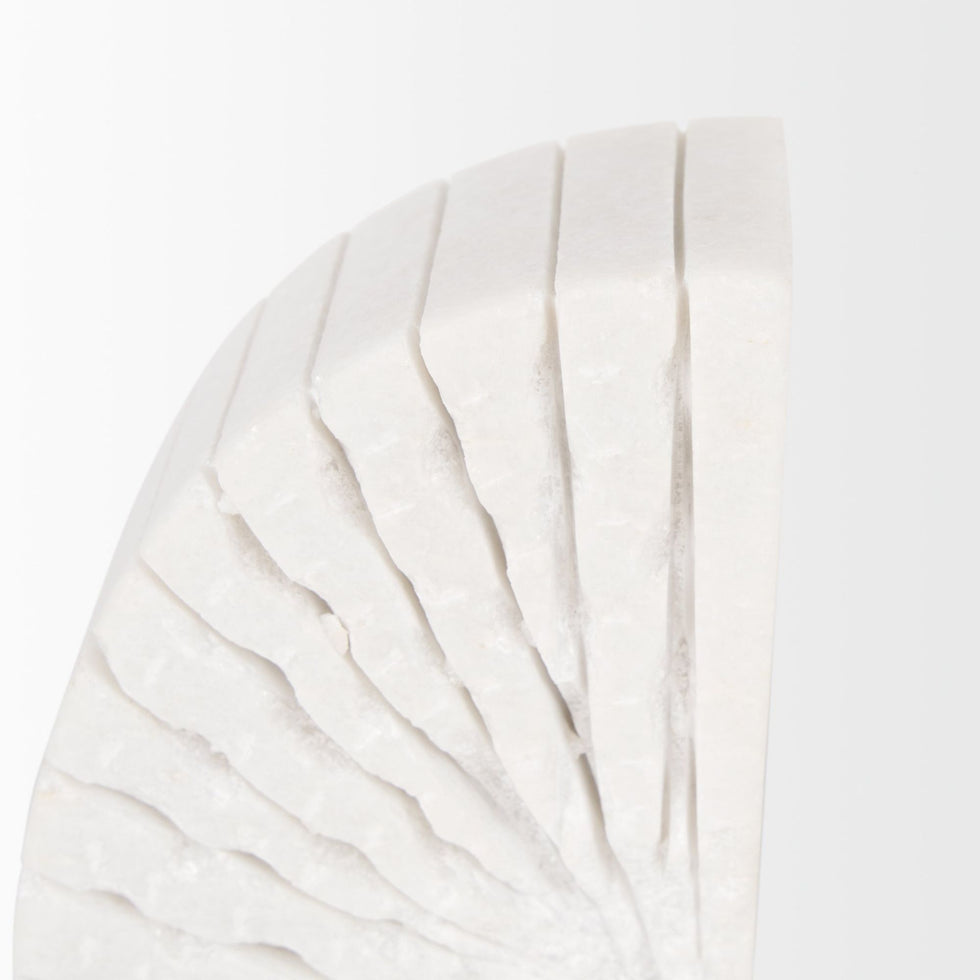 Mercana - Stept White Marble Bookends Rough Carving (Set of 2)