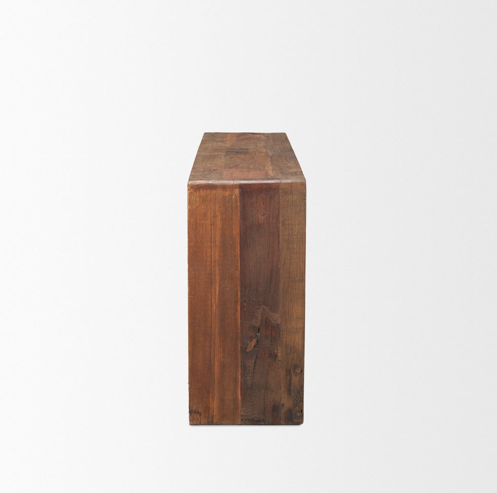 Mercana - Estelle Rustic Brown Reclaimed Wood Console Table