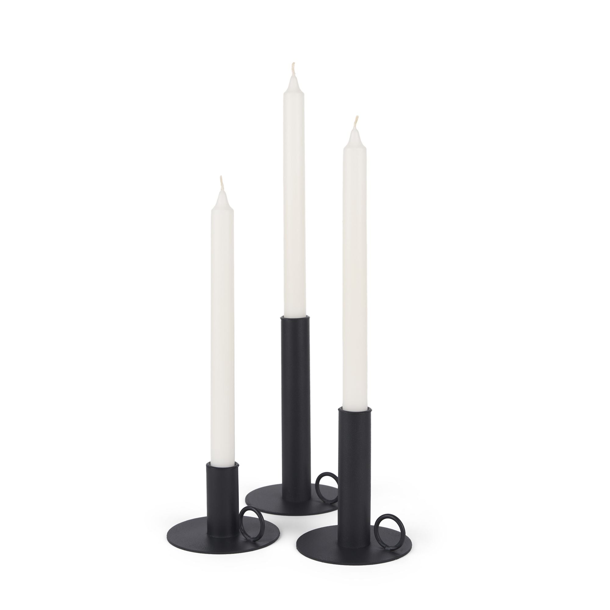 Mercana - Noir Matte Black Metal Candle Holders (Set of 3)