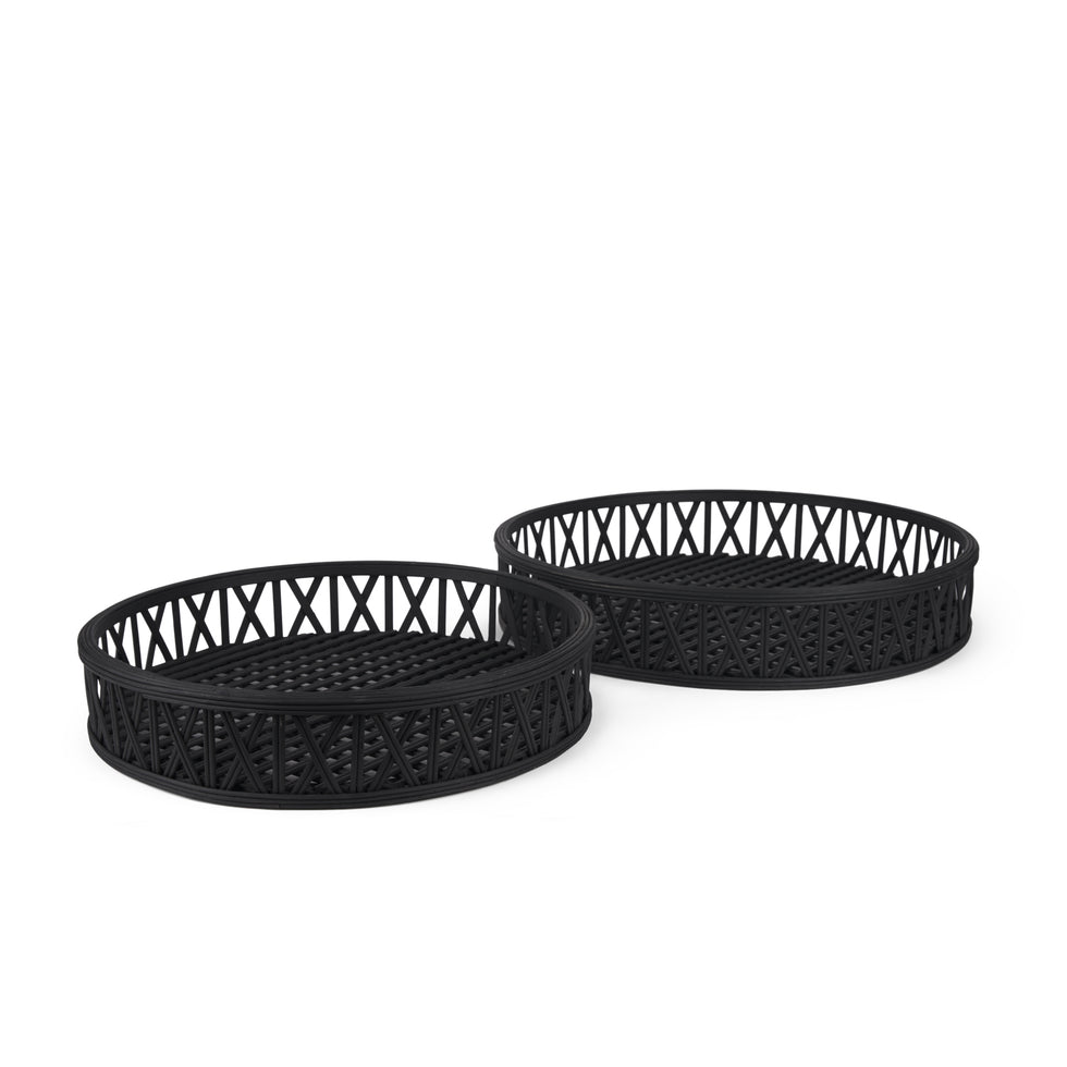 Mercana - Thea Trays in Black, Wicker