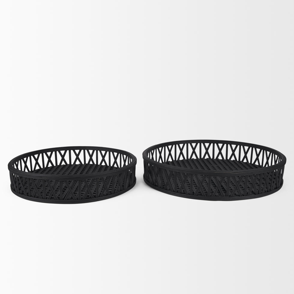 Mercana - Thea Trays in Black, Wicker