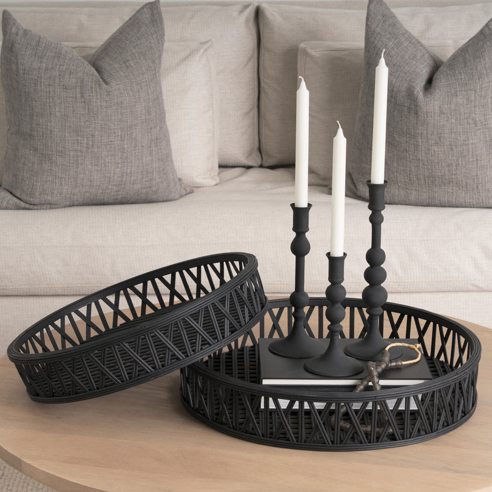 Mercana - Thea Trays in Black, Wicker