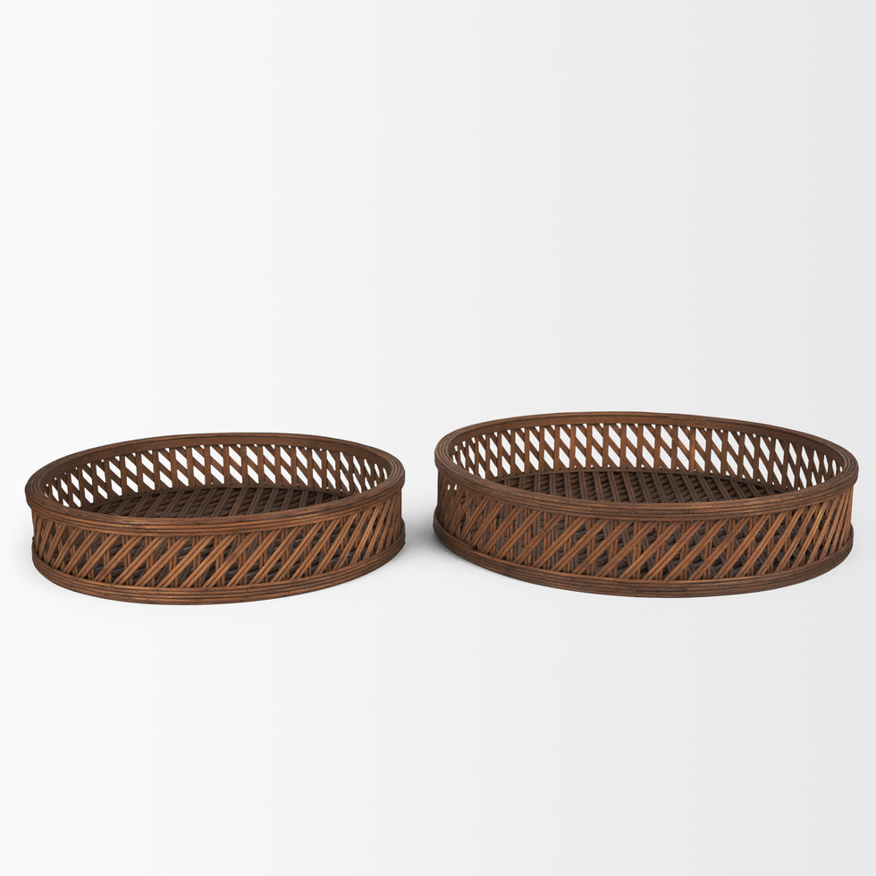 Mercana - Thala Trays in Brown, Wicker