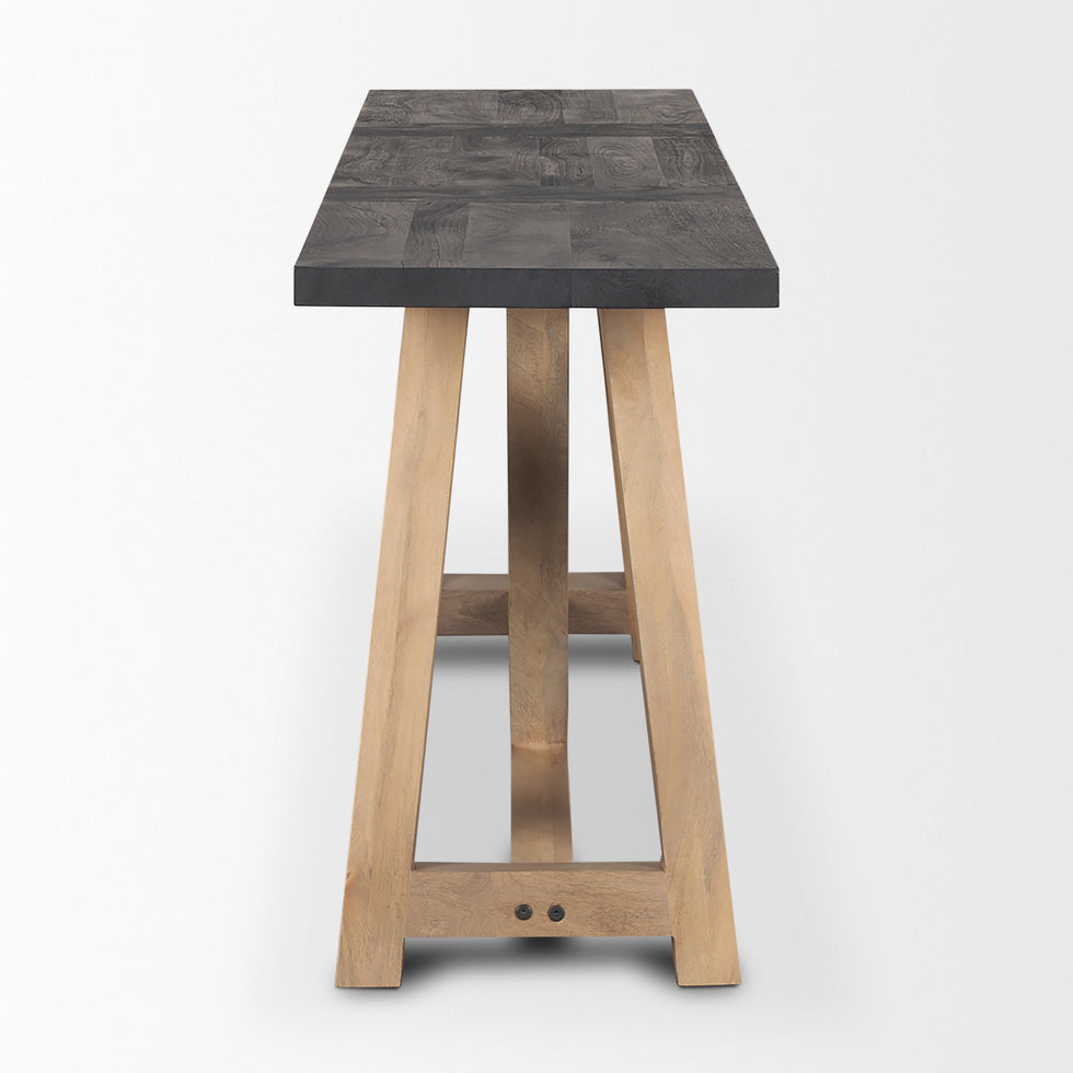 Mercana - Rialto Console Table in Black/Brown, Solid Wood