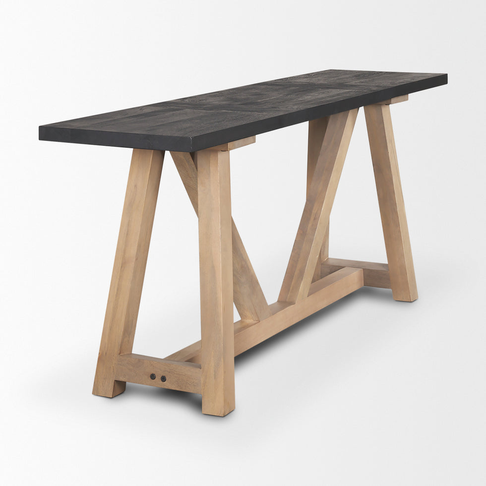 Mercana - Rialto Console Table in Black/Brown, Solid Wood
