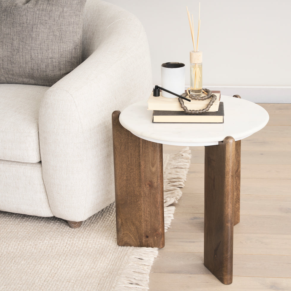 Mercana - Rumer Side Table in Brown, Solid Wood